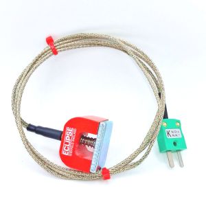 Thermocouple magntique IEC Type K 4,5 kg (fer  cheval), cble isol PFA avec sur-tresse en acier inoxydable se terminant par une prise miniature ou standard