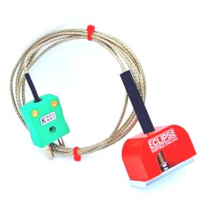 Thermocouple magntique IEC Type K 4,5 kg (fer  cheval), cble isol PFA avec sur-tresse en acier inoxydable se terminant dans une prise standard - 1 m