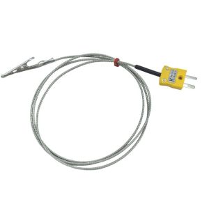 Thermocouple ANSI Crocodile Clip avec Cble Surtress en acier inoxydable en fibre de verre - Type K