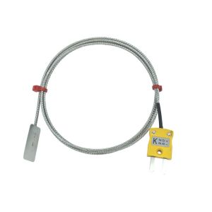 Thermocouple  lames ANSI, cble isol en fibre de verre avec sur-tresse en acier inoxydable se terminant par des queues nues, prise miniature ou standard - Type K