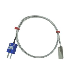 Thermocouple  lames JIS Type K, cble isol en fibre de verre avec tresse en acier inoxydable se terminant par des queues nues, prise miniature ou standard