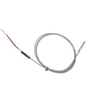 Thermocouple  lames, cble isol en fibre de verre avec sur-tresse en acier inoxydable - Type K JIS avec terminaison  queues nues - longueur 2 m