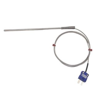 Sonde thermocouple polyvalente JIS Type K, cble isol en fibre de verre avec tresse en acier inoxydable se terminant par des queues nues, prise miniature ou standard