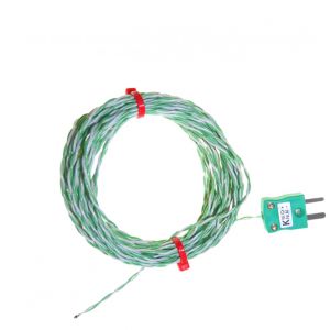 Thermocouple  jonction expose IEC  double torsion isol PFA avec bouchon miniature - Types K, J, T