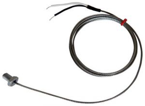 Thermocouple  boulon CEI, acier inoxydable en fibre de verre sur cble tress - Type K, J