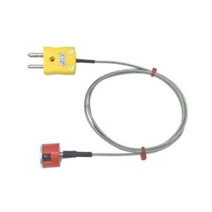 Thermocouple  aimant  bouton de traction ANSI de type K 1,9 kg, cble isol PFA avec sur-tresse en acier inoxydable se terminant par une prise standard - 2 m