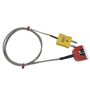 Thermocouple magntique ANSI Type K 4,5 kg (fer  cheval), cble isol PFA avec sur-tresse en acier inoxydable se terminant dans une prise standard - 2M