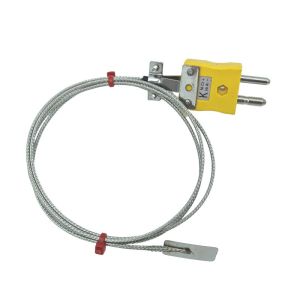 Thermocouple  lames ANSI, cble isol en fibre de verre avec sur-tresse en acier inoxydable se terminant par une prise standard - longueur 1 m