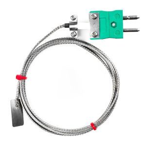 Thermocouple  lames CEI, cble isol en fibre de verre avec sur-tresse en acier inoxydable - Type K avec terminaison de fiche standard - Longueur 5 m