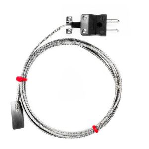Thermocouple  lames CEI, cble isol en fibre de verre avec sur-tresse en acier inoxydable - Type J avec terminaison de fiche standard - Longueur 2 m