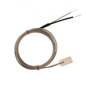 Thermocouple  lames CEI, cble isol en fibre de verre avec sur-tresse en acier inoxydable - Type J avec terminaison  queues nues - Longueur 1 m