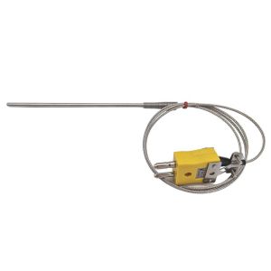 Sonde thermocouple  usage gnral ANSI, cble isol en fibre de verre avec sur-tresse en acier inoxydable - Type K se terminant par une prise standard - Longueur 1 m