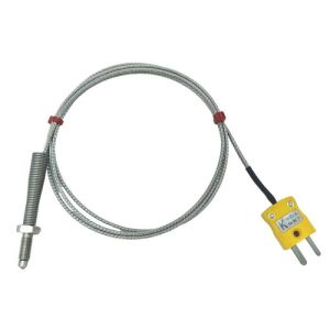 Thermocouple de buse ANSI, cble isol en fibre de verre avec sur-tresse en acier inoxydable - Terminaison de type K dans une prise miniature - Longueur 5M