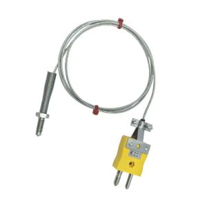 Thermocouple de buse ANSI, cble isol en fibre de verre avec sur-tresse en acier inoxydable - Terminaison de type K dans la prise standard - Longueur 2M
