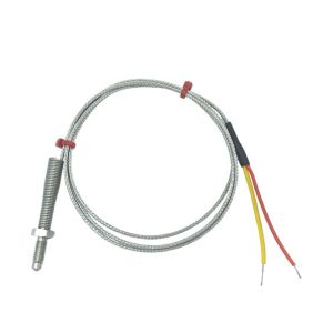 Thermocouple de buse ANSI, cble isol en fibre de verre avec sur-tresse en acier inoxydable - Type K se terminant en queues nues - Longueur 1 m