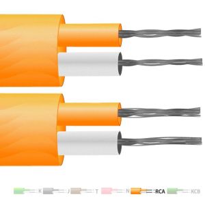 Cble / fil de compensation de thermocouple (IEC) Type U (RCA) (SCA) PVC PVC isol paire plate pour utilisation avec les thermocouples de type R & S - 13/0,2 mm