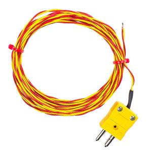 Thermocouple  pointe soude soude double torsade torsade haute temprature ANSI de type K avec terminaison de prise standard - Longueur de 10 m