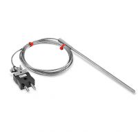 IEC Type K & J Sonde thermocouple  usage gnral, cble isol en fibre de verre avec tresse en acier inoxydable se terminant par queues nues, fiche miniature ou standard