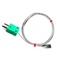 Thermocouple  lames CEI, cble isol en fibre de verre avec sur-tresse en acier inoxydable se terminant par des queues nues, prise miniature ou standard - Type K, J